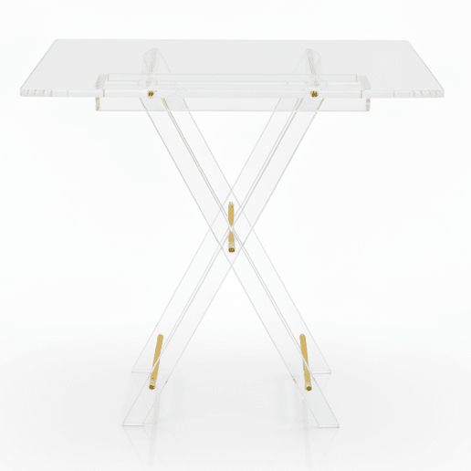 AKDC Rectangular Clear Acrylic Folding Table Set with Gold Frame Supports and Artistic Arabic Calligraphy Detail Premium 4 - Piece Set 50x40x47 cm - Al Kabayel Discount CentreAKDC Rectangular Clear Acrylic Folding Table Set with Gold Frame Supports and Artistic Arabic Calligraphy Detail Premium 4 - Piece Set 50x40x47 cmOrganizers & AccessoriesAKDCAl Kabayel Discount Centre