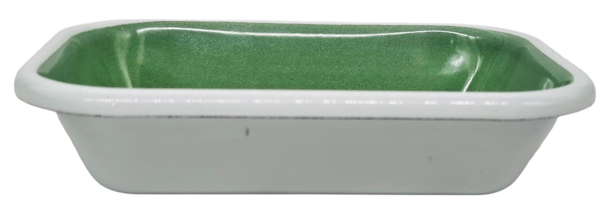 AKDC Rectangular Enamel Bowl 17cm*12cm*4cm, White/Green - Al Kabayel Discount CentreAKDC Rectangular Enamel Bowl 17cm*12cm*4cm, White/GreenBowlsAKDCAl Kabayel Discount Centre