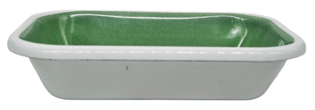 AKDC Rectangular Enamel Bowl 17cm*12cm*4cm, White/Green - Al Kabayel Discount CentreAKDC Rectangular Enamel Bowl 17cm*12cm*4cm, White/GreenBowlsAKDCAl Kabayel Discount Centre