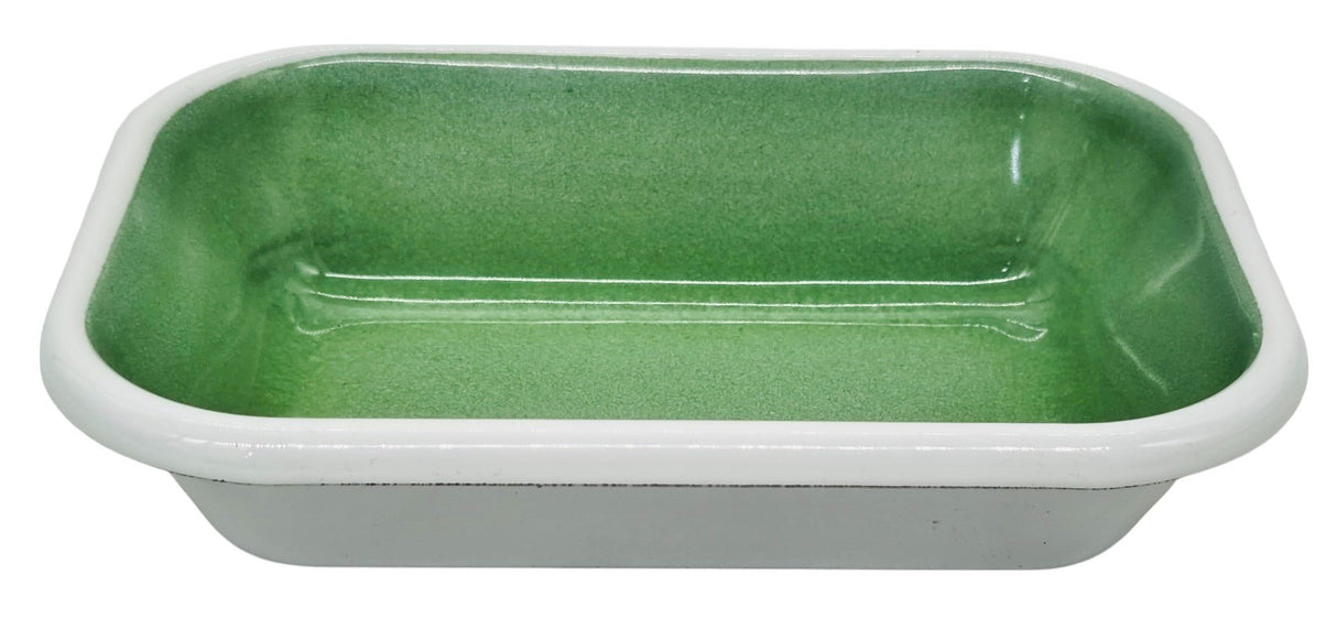 AKDC Rectangular Enamel Bowl 17cm*12cm*4cm, White/Green - Al Kabayel Discount CentreAKDC Rectangular Enamel Bowl 17cm*12cm*4cm, White/GreenBowlsAKDCAl Kabayel Discount Centre