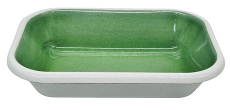 AKDC Rectangular Enamel Bowl 17cm*12cm*4cm, White/Green - Al Kabayel Discount CentreAKDC Rectangular Enamel Bowl 17cm*12cm*4cm, White/GreenBowlsAKDCAl Kabayel Discount Centre