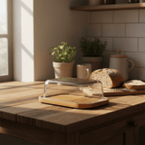 AKDC Rectangular Glass Butter Dish with Wooden Base – Premium Butter Keeper with Natural Wooden Base for Kitchen Use 21×16 cm - Al Kabayel Discount CentreAKDC Rectangular Glass Butter Dish with Wooden Base – Premium Butter Keeper with Natural Wooden Base for Kitchen Use 21×16 cmserving traysAKDCAl Kabayel Discount Centre