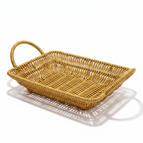 AKDC Rectangular Handwoven Rattan Basket with Handle – Natural Brown Finish, Durable Multipurpose Organizer for Home Décor, 26 × 20 × 6 cm - Al Kabayel Discount CentreAKDC Rectangular Handwoven Rattan Basket with Handle – Natural Brown Finish, Durable Multipurpose Organizer for Home Décor, 26 × 20 × 6 cmRattanAKDCAl Kabayel Discount Centre