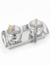 AKDC Rectangular Metal Tray with 2 Candy Bowls – Elegant Silver Finish, Complete Serving Set, 34 × 14 × 10 cm - Al Kabayel Discount CentreAKDC Rectangular Metal Tray with 2 Candy Bowls – Elegant Silver Finish, Complete Serving Set, 34 × 14 × 10 cmServing TraysAKDCAl Kabayel Discount Centre