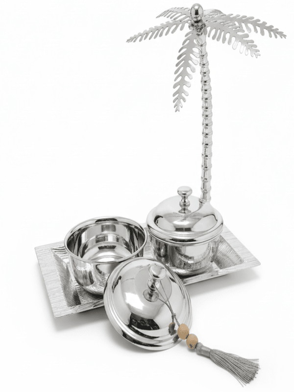 AKDC Rectangular Metal Tray with 2 Candy Bowls – Luxury Silver Finish, Party & Dining Serving Set, 30 × 29 × 17 cm - Al Kabayel Discount CentreAKDC Rectangular Metal Tray with 2 Candy Bowls – Luxury Silver Finish, Party & Dining Serving Set, 30 × 29 × 17 cmServing TraysAKDCAl Kabayel Discount Centre