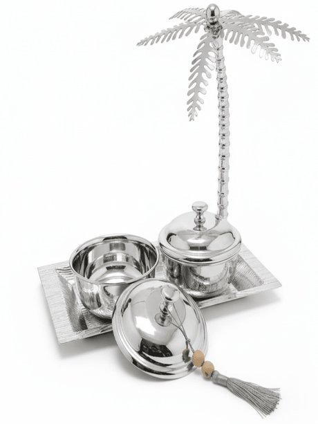 AKDC Rectangular Metal Tray with 2 Candy Bowls – Luxury Silver Finish, Party & Dining Serving Set, 30 × 29 × 17 cm - Al Kabayel Discount CentreAKDC Rectangular Metal Tray with 2 Candy Bowls – Luxury Silver Finish, Party & Dining Serving Set, 30 × 29 × 17 cmServing TraysAKDCAl Kabayel Discount Centre