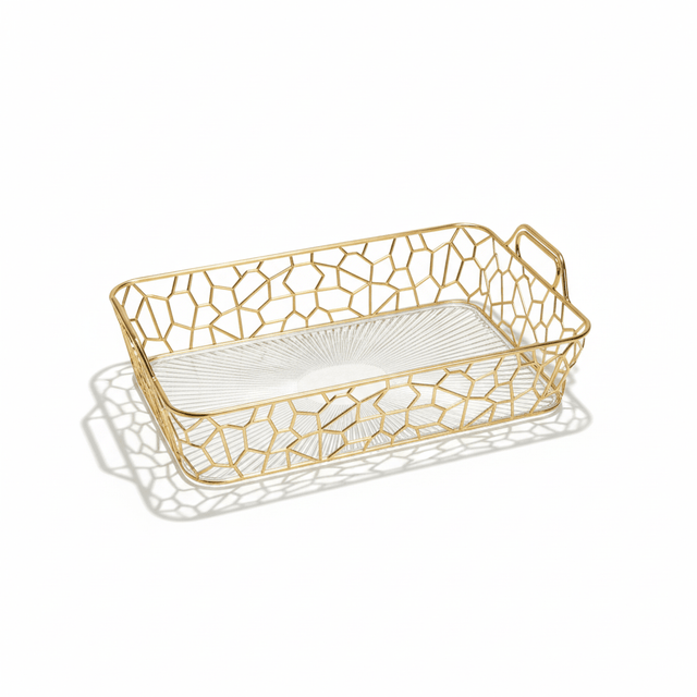 AKDC Rectangular Plastic Storage Tray – 30×19×6cm (Gold & Transparent) - Al Kabayel Discount CentreAKDC Rectangular Plastic Storage Tray – 30×19×6cm (Gold & Transparent)Organizers & AccessoriesAKDCAl Kabayel Discount Centre