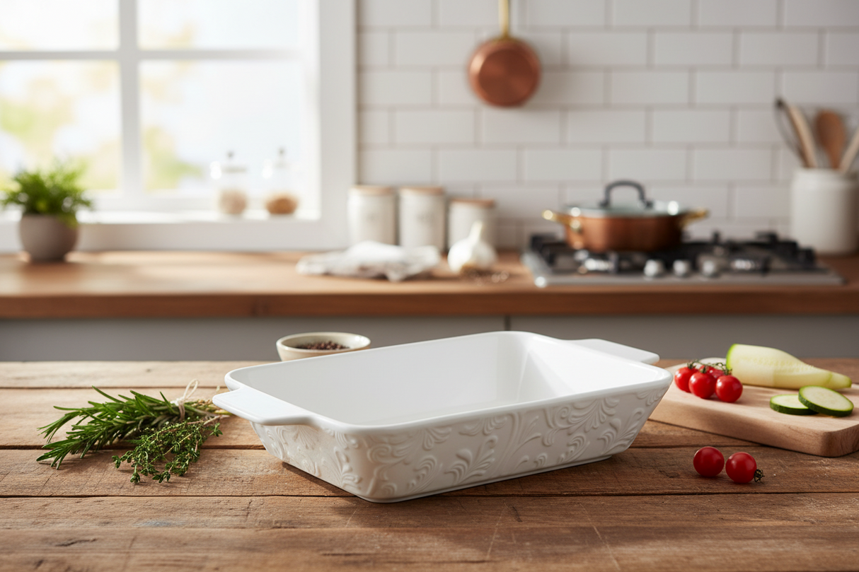 AKDC Rectangular Porcelian Oven Dish 30.5cm*18cm*5.5cm, White