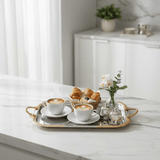 AKDC Rectangular Stainless Steel Serving Tray with Elegant Golden Border and Handles, Durable Multipurpose Tea, Coffee & Food Serving Tray for Home, Kitchen & Restaurant – 38 × 30 cm - Al Kabayel Discount CentreAKDC Rectangular Stainless Steel Serving Tray with Elegant Golden Border and Handles, Durable Multipurpose Tea, Coffee & Food Serving Tray for Home, Kitchen & Restaurant – 38 × 30 cmServing TraysAKDCAl Kabayel Discount Centre