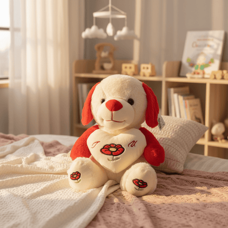 AKDC Red and Cream Color Dog Soft Plush Toy – 30 cm Stuffed Animal for Kids - Al Kabayel Discount CentreAKDC Red and Cream Color Dog Soft Plush Toy – 30 cm Stuffed Animal for KidsToysAKDCAl Kabayel Discount Centre