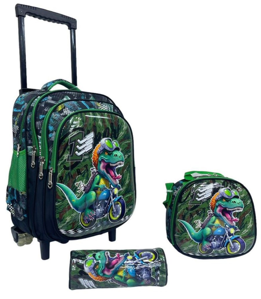 AKDC Riding Dinosaur 3 - in - 1 School Bag Set Includes 41.9cm Bag with Trolley, Lunch Bag, Pencil Case - Al Kabayel Discount CentreAKDC Riding Dinosaur 3 - in - 1 School Bag Set Includes 41.9cm Bag with Trolley, Lunch Bag, Pencil CaseSchool BagsAKDCAl Kabayel Discount Centre