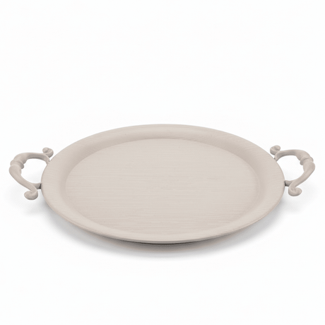AKDC Round Beige Metal Serving Tray with Handles – Modern Decorative Serving Tray 30 cm - Al Kabayel Discount CentreAKDC Round Beige Metal Serving Tray with Handles – Modern Decorative Serving Tray 30 cmServing TraysAKDCAl Kabayel Discount Centre
