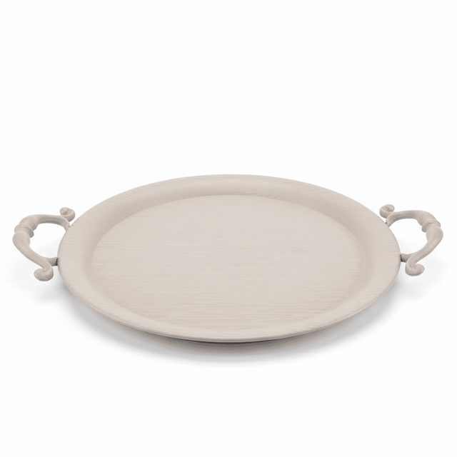 AKDC Round Beige Metal Serving Tray with Handles – Modern Decorative Serving Tray 30 cm - Al Kabayel Discount CentreAKDC Round Beige Metal Serving Tray with Handles – Modern Decorative Serving Tray 30 cmServing TraysAKDCAl Kabayel Discount Centre