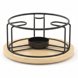 AKDC Round Black Metal Teapot Warmer with Wooden Base for Stylish Tea Serving – 16x8cm - Al Kabayel Discount CentreAKDC Round Black Metal Teapot Warmer with Wooden Base for Stylish Tea Serving – 16x8cmKitchen Utensils & GadgetsAKDCAl Kabayel Discount Centre