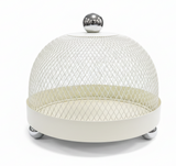AKDC Round Metal Candy Tray with Mesh Dome Lid - 20cm × 18cm, Ivory