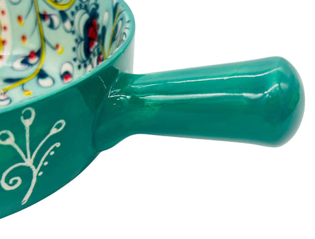AKDC Round Ceramic Bowl with Handle 15.5cm*5.5cm, Teal and Multicolour Floral Designs - Al Kabayel Discount CentreAKDC Round Ceramic Bowl with Handle 15.5cm*5.5cm, Teal and Multicolour Floral DesignsBowlsAKDCAl Kabayel Discount Centre