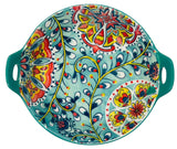 AKDC Round Ceramic Bowl with Handle 17.5cm*6.5cm, Teal and Multicolour Floral Designs - Al Kabayel Discount CentreAKDC Round Ceramic Bowl with Handle 17.5cm*6.5cm, Teal and Multicolour Floral DesignsBowlsAKDCAl Kabayel Discount Centre