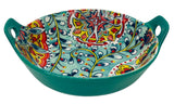 AKDC Round Ceramic Bowl with Handle 17.5cm*6.5cm, Teal and Multicolour Floral Designs - Al Kabayel Discount CentreAKDC Round Ceramic Bowl with Handle 17.5cm*6.5cm, Teal and Multicolour Floral DesignsBowlsAKDCAl Kabayel Discount Centre