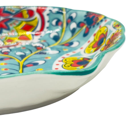 AKDC Round Ceramic Bowl with Handle 19cm*3.5cm, Teal and Multicolour Floral Designs - Al Kabayel Discount CentreAKDC Round Ceramic Bowl with Handle 19cm*3.5cm, Teal and Multicolour Floral DesignsBowlsAKDCAl Kabayel Discount Centre