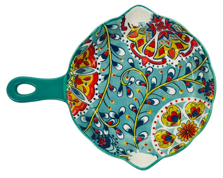 AKDC Round Ceramic Bowl with Handle 19cm*3.5cm, Teal and Multicolour Floral Designs - Al Kabayel Discount CentreAKDC Round Ceramic Bowl with Handle 19cm*3.5cm, Teal and Multicolour Floral DesignsBowlsAKDCAl Kabayel Discount Centre