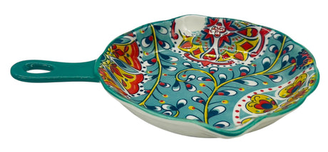 AKDC Round Ceramic Bowl with Handle 19cm*3.5cm, Teal and Multicolour Floral Designs - Al Kabayel Discount CentreAKDC Round Ceramic Bowl with Handle 19cm*3.5cm, Teal and Multicolour Floral DesignsBowlsAKDCAl Kabayel Discount Centre