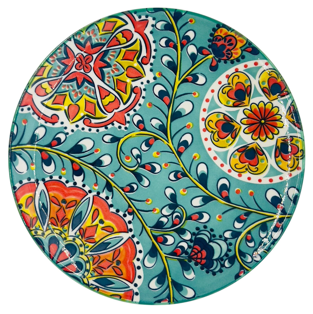 AKDC Round Ceramic Plate 22cm*2cm, Teal and Multicolour Floral Designs - Al Kabayel Discount CentreAKDC Round Ceramic Plate 22cm*2cm, Teal and Multicolour Floral DesignsPlatesAKDCAl Kabayel Discount Centre