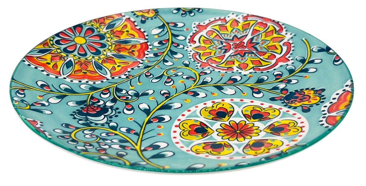AKDC Round Ceramic Plate 27cm*3cm, Teal and Multicolour Floral Designs - Al Kabayel Discount CentreAKDC Round Ceramic Plate 27cm*3cm, Teal and Multicolour Floral DesignsPlatesAKDCAl Kabayel Discount Centre