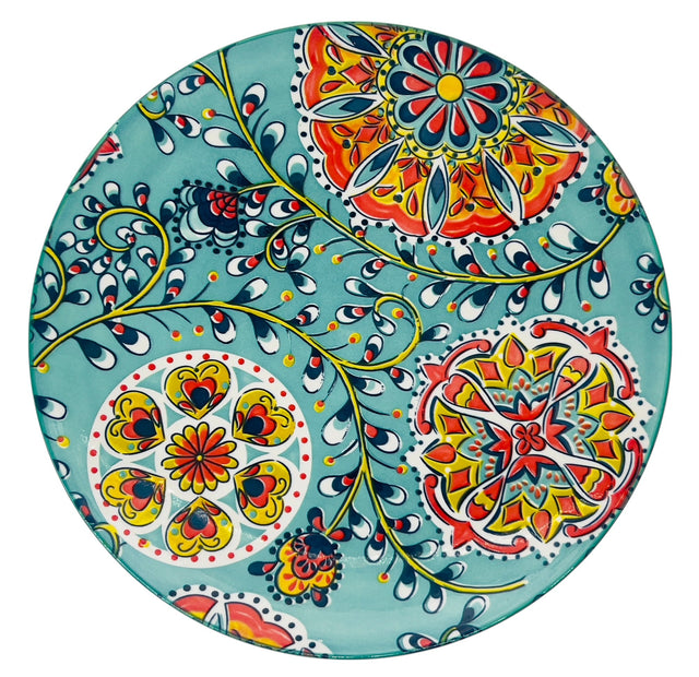 AKDC Round Ceramic Plate 27cm*3cm, Teal and Multicolour Floral Designs - Al Kabayel Discount CentreAKDC Round Ceramic Plate 27cm*3cm, Teal and Multicolour Floral DesignsPlatesAKDCAl Kabayel Discount Centre