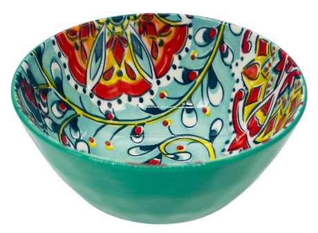 AKDC Round Ceramic Soup Bowl 12cm*6cm, Teal and Multicolour Floral Designs - Al Kabayel Discount CentreAKDC Round Ceramic Soup Bowl 12cm*6cm, Teal and Multicolour Floral DesignsBowlsAKDCAl Kabayel Discount Centre