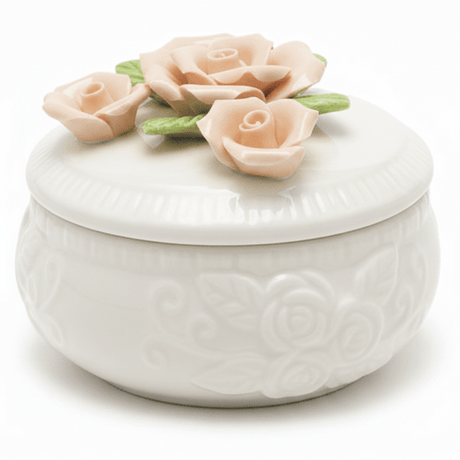 Ceramic Sugar Pot with Peach Flowers