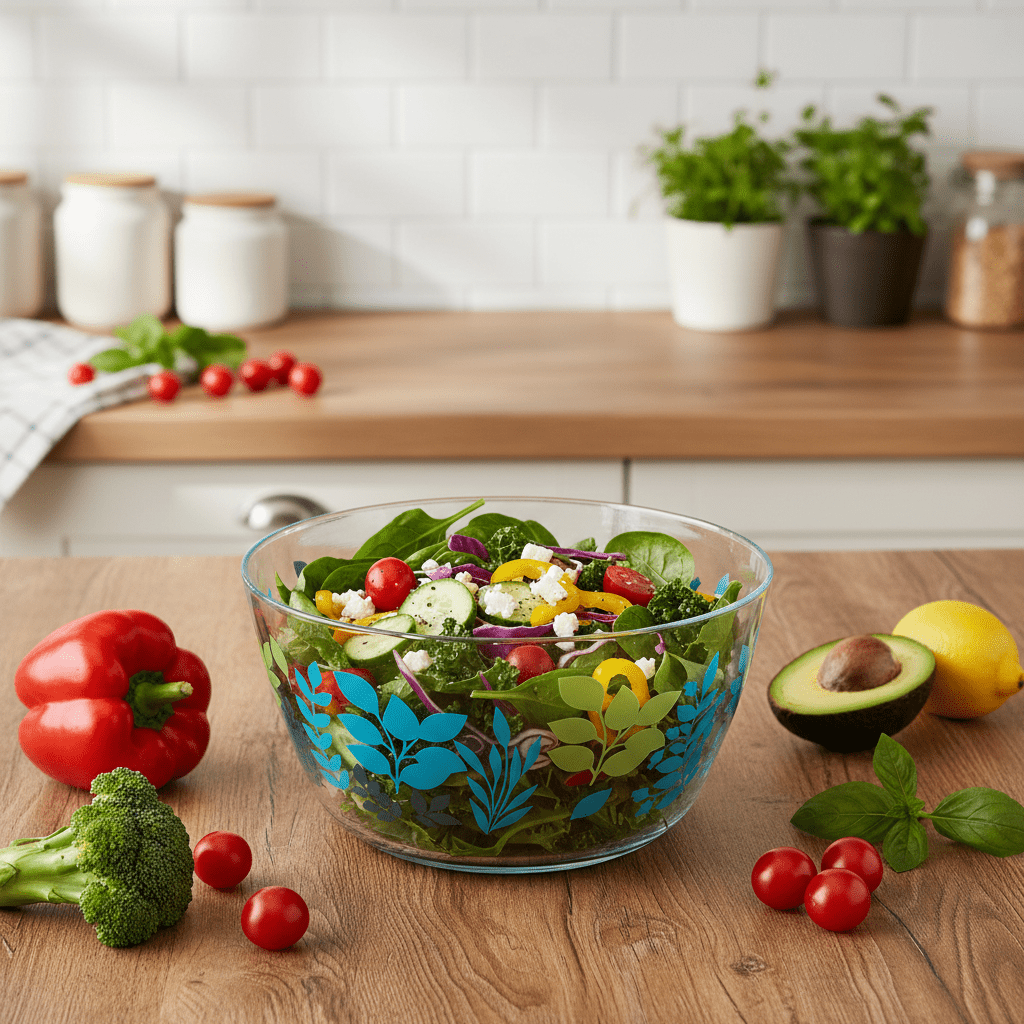 AKDC Round Clear Acrylic Salad Bowl with Floral Design for Serving Salads, Fruits and Snacks – Elegant Dining Presentation 23 × 12 cm - Al Kabayel Discount CentreAKDC Round Clear Acrylic Salad Bowl with Floral Design for Serving Salads, Fruits and Snacks – Elegant Dining Presentation 23 × 12 cmBowlsAKDCAl Kabayel Discount Centre