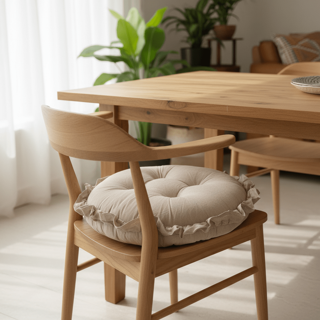 AKDC Round Cotton Linen Blend Beige Chair Cushion Soft Durable Seat Pad for Dining Chairs and Stools 35 cm - Al Kabayel Discount CentreAKDC Round Cotton Linen Blend Beige Chair Cushion Soft Durable Seat Pad for Dining Chairs and Stools 35 cmFloor Pillows & CushionsAKDCAl Kabayel Discount Centre