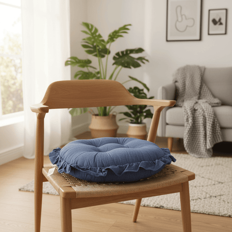 AKDC Round Cotton Linen Blend Denim Blue Seat Cushion Breathable Comfortable Chair Pad for Home Seating 35 cm - Al Kabayel Discount CentreAKDC Round Cotton Linen Blend Denim Blue Seat Cushion Breathable Comfortable Chair Pad for Home Seating 35 cmFloor Pillows & CushionsAKDCAl Kabayel Discount Centre