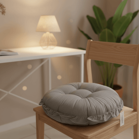 AKDC Round Cotton Linen Blend Light Heather Grey Cushion Soft Neutral Chair Pad for Home and Office Seating 35 cm - Al Kabayel Discount CentreAKDC Round Cotton Linen Blend Light Heather Grey Cushion Soft Neutral Chair Pad for Home and Office Seating 35 cmFloor Pillows & CushionsAKDCAl Kabayel Discount Centre