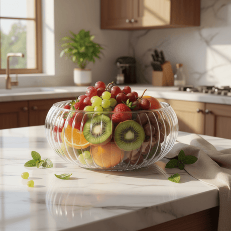 AKDC Round Glass Fruit Bowl – Multi - Purpose Serving Bowl for Fruits, Salads & Everyday Use 20×10 cm - Al Kabayel Discount CentreAKDC Round Glass Fruit Bowl – Multi - Purpose Serving Bowl for Fruits, Salads & Everyday Use 20×10 cmBowlsAKDCAl Kabayel Discount Centre
