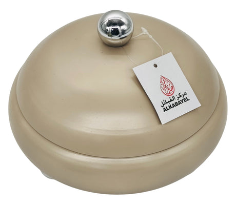 AKDC Round Metal Candy Bowl with Lid 16cm*14cm, Beige - Al Kabayel Discount CentreAKDC Round Metal Candy Bowl with Lid 16cm*14cm, BeigeBowlsAKDCAl Kabayel Discount Centre