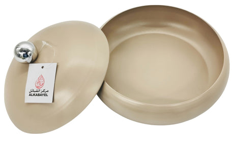 AKDC Round Metal Candy Bowl with Lid 16cm*14cm, Beige - Al Kabayel Discount CentreAKDC Round Metal Candy Bowl with Lid 16cm*14cm, BeigeBowlsAKDCAl Kabayel Discount Centre