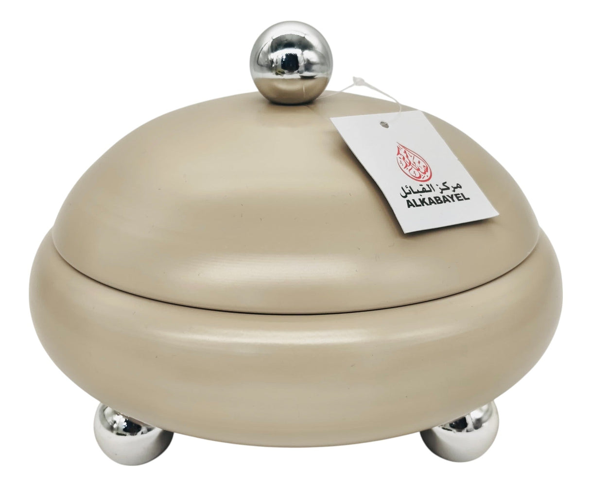 AKDC Round Metal Candy Bowl with Lid 16cm*14cm, Beige - Al Kabayel Discount CentreAKDC Round Metal Candy Bowl with Lid 16cm*14cm, BeigeBowlsAKDCAl Kabayel Discount Centre