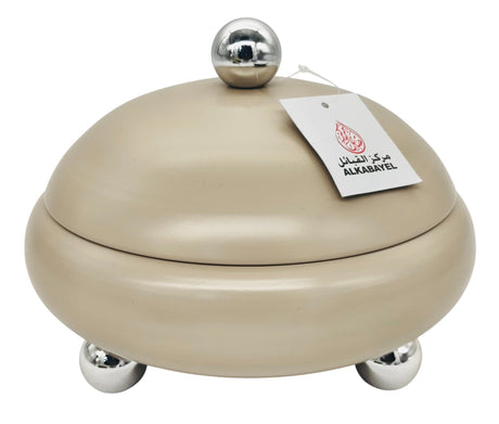 AKDC Round Metal Candy Bowl with Lid 16cm*14cm, Beige - Al Kabayel Discount CentreAKDC Round Metal Candy Bowl with Lid 16cm*14cm, BeigeBowlsAKDCAl Kabayel Discount Centre