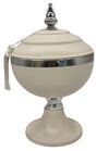 AKDC Round Metal Footed Candy Bowl with Lid 15cm*25cm, Ivory/Silver - Al Kabayel Discount CentreAKDC Round Metal Footed Candy Bowl with Lid 15cm*25cm, Ivory/SilverBowlsAKDCAl Kabayel Discount Centre