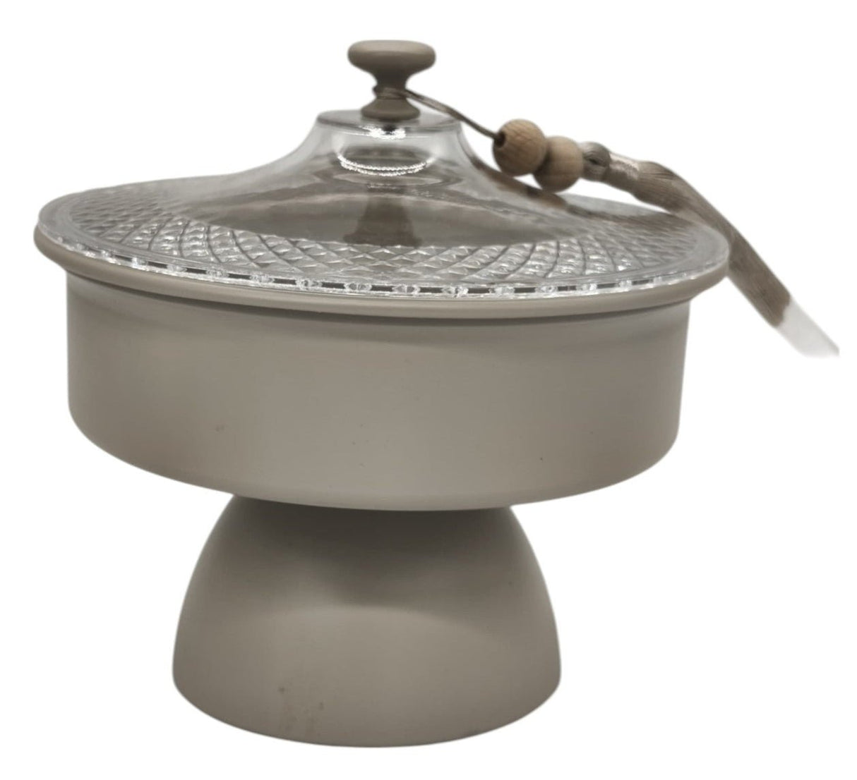AKDC Round Metal Footed Candy Bowl with Transparent Lid 18cm*18cm, Ivory - Al Kabayel Discount CentreAKDC Round Metal Footed Candy Bowl with Transparent Lid 18cm*18cm, IvoryBowlsAKDCAl Kabayel Discount Centre