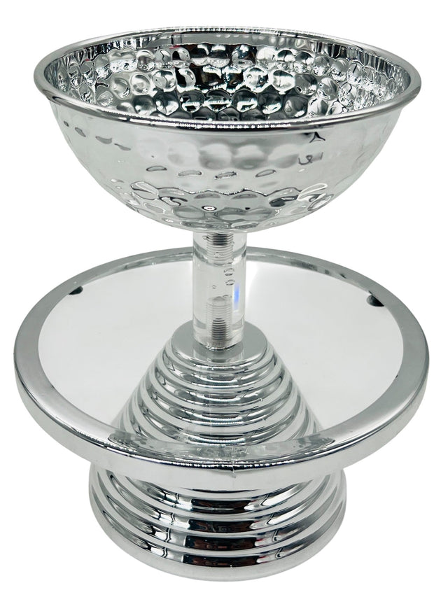 AKDC Round Metal Footed Desert Tray/Bowl 16cm*17.5, Silver - Al Kabayel Discount CentreAKDC Round Metal Footed Desert Tray/Bowl 16cm*17.5, SilverBowlsAKDCAl Kabayel Discount Centre