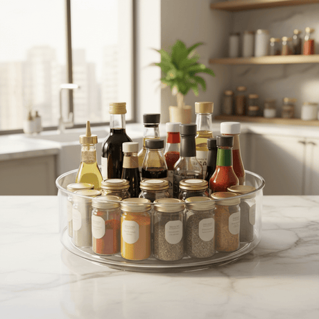 AKDC Round Plastic Rotating Organizer 23cm*8.5cm, Clear & Transparent - Al Kabayel Discount CentreAKDC Round Plastic Rotating Organizer 23cm*8.5cm, Clear & TransparentOrganizers & AccessoriesAKDCAl Kabayel Discount Centre