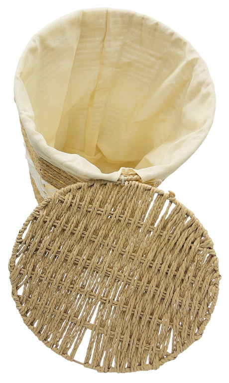 AKDC Round Rattan Laundary Basket 38cm*46cm, Brown/White - Al Kabayel Discount CentreAKDC Round Rattan Laundary Basket 38cm*46cm, Brown/WhiteOrganizers & AccessoriesAKDCAl Kabayel Discount Centre