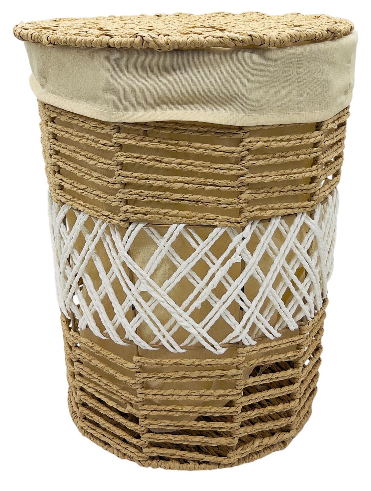 AKDC Round Rattan Laundary Basket 42cm*50cm, Brown/White - Al Kabayel Discount CentreAKDC Round Rattan Laundary Basket 42cm*50cm, Brown/WhiteOrganizers & AccessoriesAKDCAl Kabayel Discount Centre