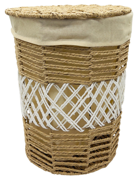 AKDC Round Rattan Laundary Basket 42cm*50cm, Brown/White - Al Kabayel Discount CentreAKDC Round Rattan Laundary Basket 42cm*50cm, Brown/WhiteOrganizers & AccessoriesAKDCAl Kabayel Discount Centre