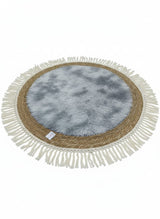 AKDC Round Rattan Rug 100cm – Fringed Border with Soft Gray Fur, Cozy Handcrafted Rug for Bedroom or Living Area - Al Kabayel Discount CentreAKDC Round Rattan Rug 100cm – Fringed Border with Soft Gray Fur, Cozy Handcrafted Rug for Bedroom or Living AreaDoormatsAKDCAl Kabayel Discount Centre