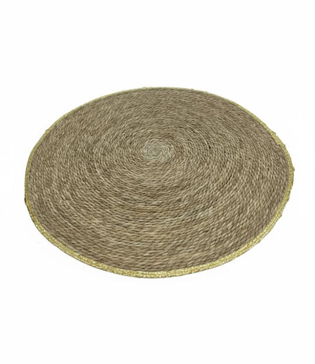 AKDC Round Rattan Rug 100cm – Golden Border Finish, Elegant Decorative Rug for Luxury Interior Spaces - Al Kabayel Discount CentreAKDC Round Rattan Rug 100cm – Golden Border Finish, Elegant Decorative Rug for Luxury Interior SpacesDoormatsAKDCAl Kabayel Discount Centre