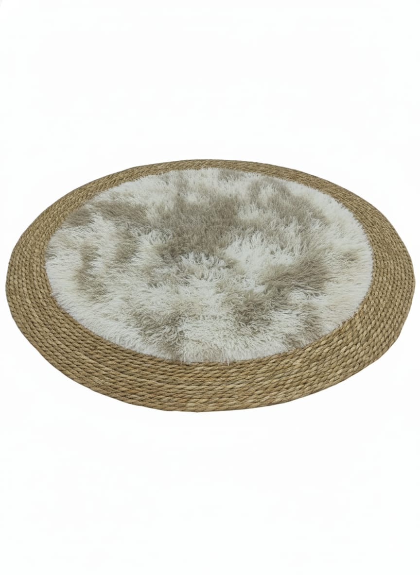 AKDC Round Rattan Rug 100cm – Natural Rattan with Light Brown & Beige Fur Layer, Soft & Stylish Home Décor Piece - Al Kabayel Discount CentreAKDC Round Rattan Rug 100cm – Natural Rattan with Light Brown & Beige Fur Layer, Soft & Stylish Home Décor PieceDoormatsAKDCAl Kabayel Discount Centre