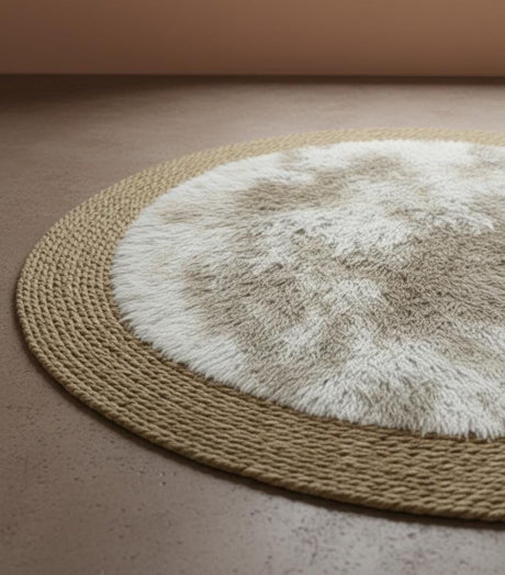 AKDC Round Rattan Rug 100cm – Natural Rattan with Light Brown & Beige Fur Layer, Soft & Stylish Home Décor Piece - Al Kabayel Discount CentreAKDC Round Rattan Rug 100cm – Natural Rattan with Light Brown & Beige Fur Layer, Soft & Stylish Home Décor PieceDoormatsAKDCAl Kabayel Discount Centre
